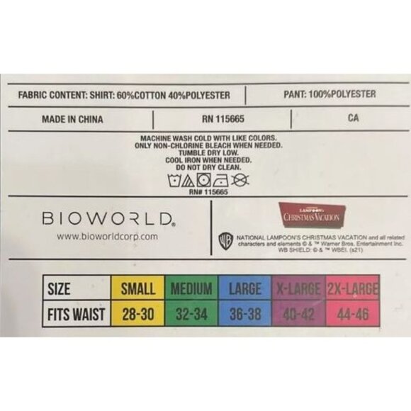 National Lampoons Christmas Vacation Pajama Set Men’s Size Small 2 Piece PJ Set - Picture 6 of 6